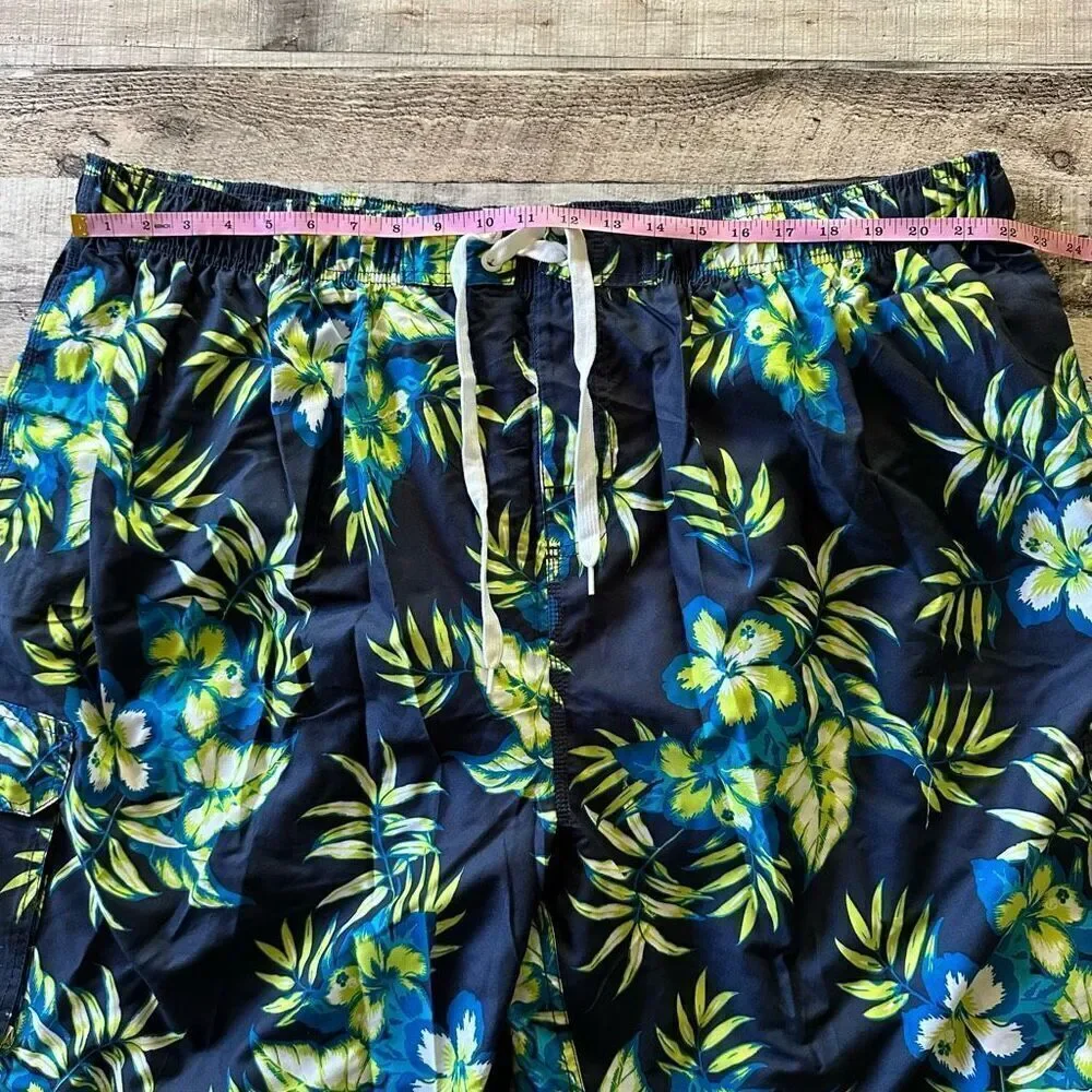 Kanu Surf Men's Monaco Floral Hawaiian Vacation Beach Pool Swim Trunks | 5XL